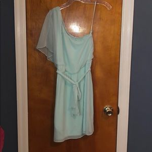 One shoulder seafoam green dress